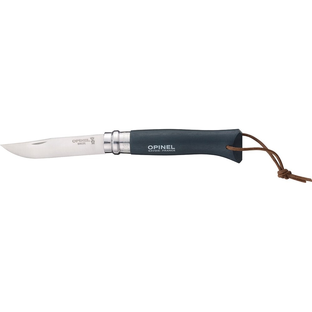 Couteau N°8 brun noir avec lien en cuir OPINEL - 17633