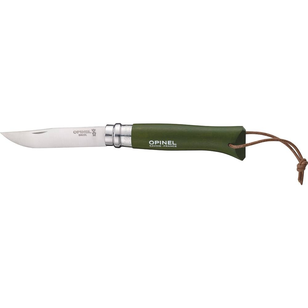 Couteau N°8 kaki avec lien en cuir OPINEL - 17634