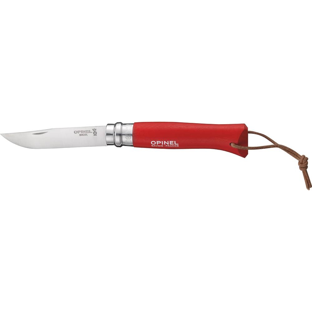Couteau N°8 rouge avec lien en cuir OPINEL - 17646