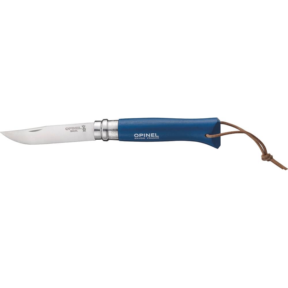 Couteau N°8 bleu foncé avec lien en cuir OPINEL - 17647