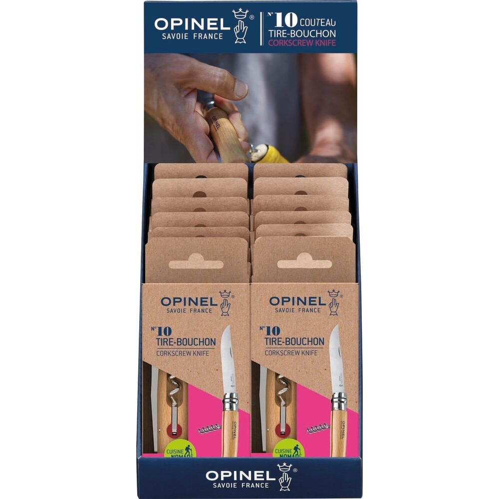 Couteau tire bouchon Ndeg10 Opinel - présentoir de 12 pièces - OPINEL - 17656