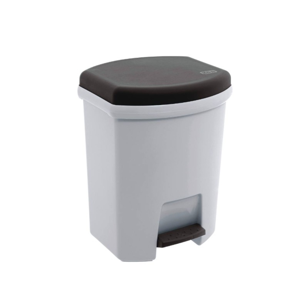 Poubelle 27l avec pédale - couleur blanc/gris EDA - 17742