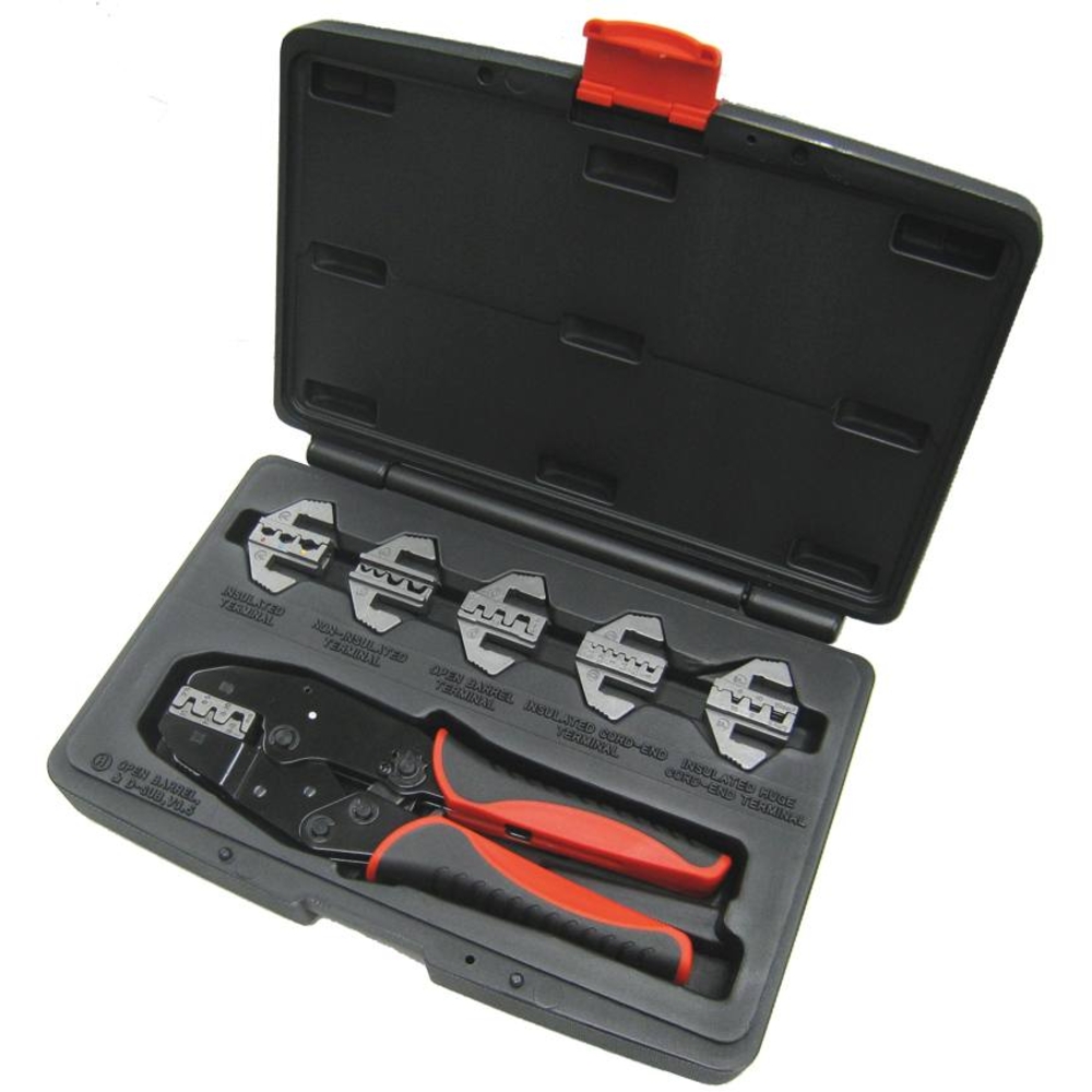 Pince à sertir 220mm automatique 6 mâchoires interchangeables bi-matière - coffret DRAKKAR TOOLS - 17979