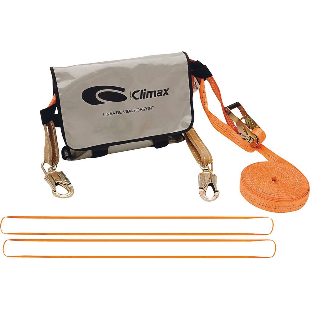 Ligne de vie horizontale 20m - kit sacoche sangle anneaux mousquetons CLIMAX - 18233