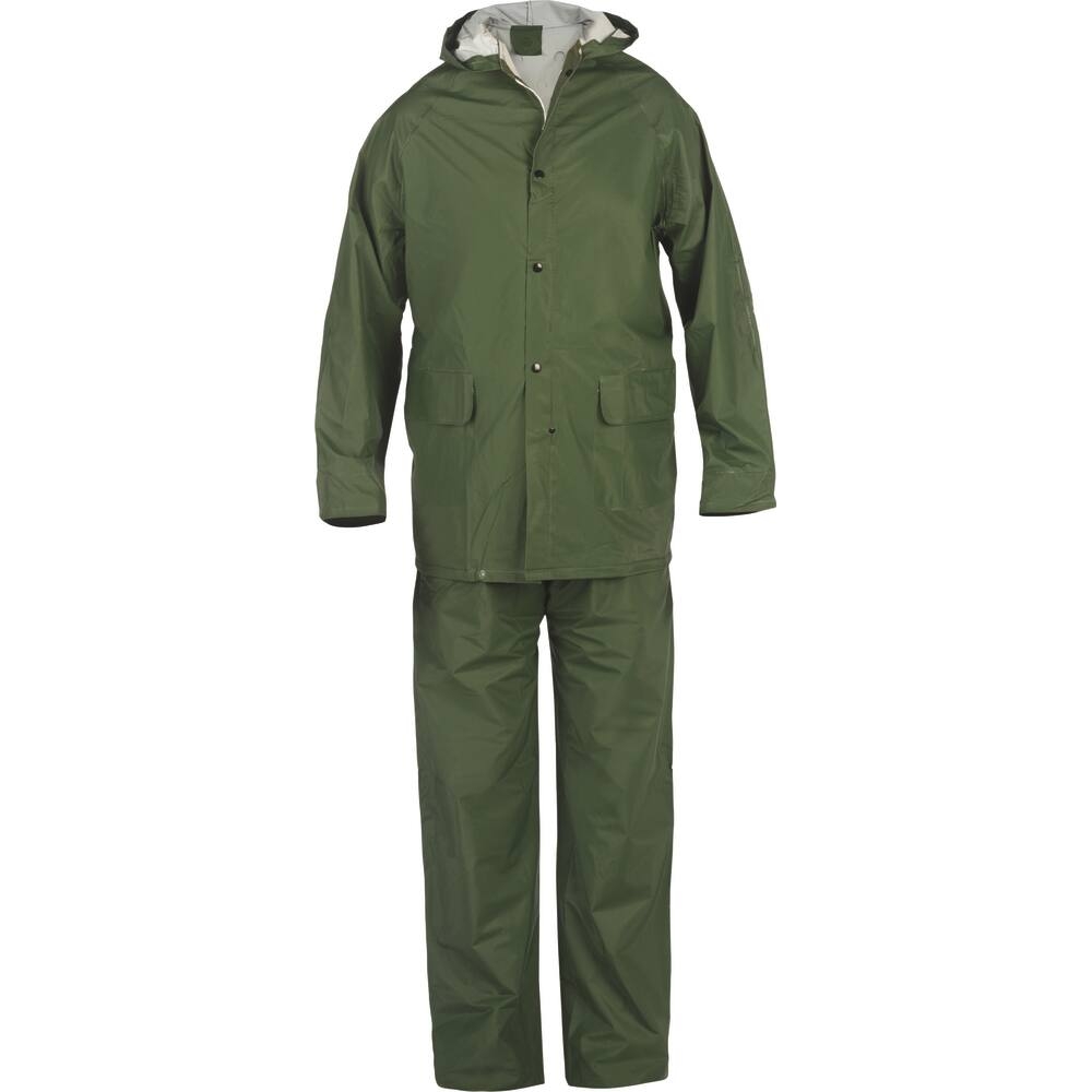 Vêtement de pluie PVC doublé avec capuche vert XL - 18240