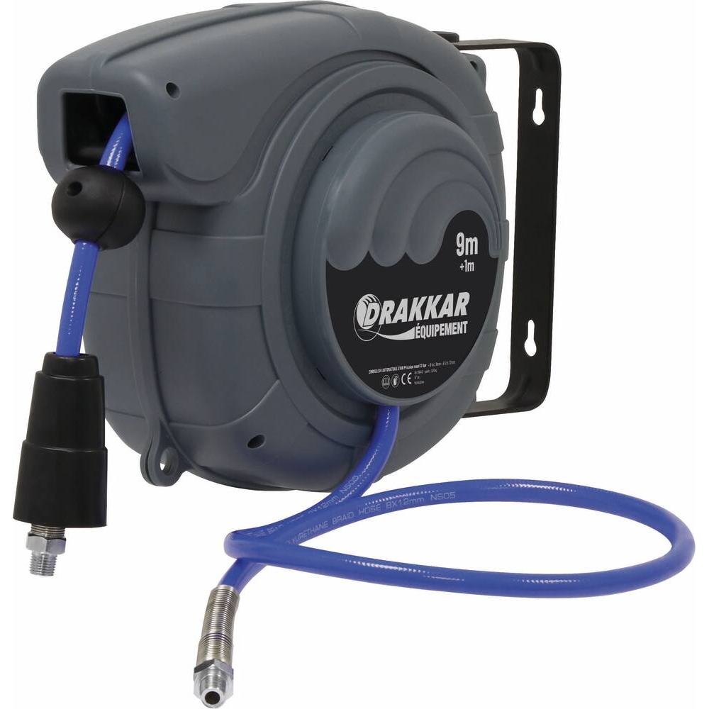 Enrouleur automatique orientable de tuyau d'air polyuréthane 12 bar 8x12mm 9+1m 1/4