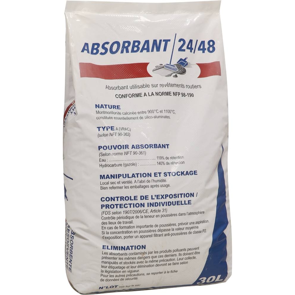 Absorbant minéral argile naturelle calcinée - sac de 30L 18kg - 18560