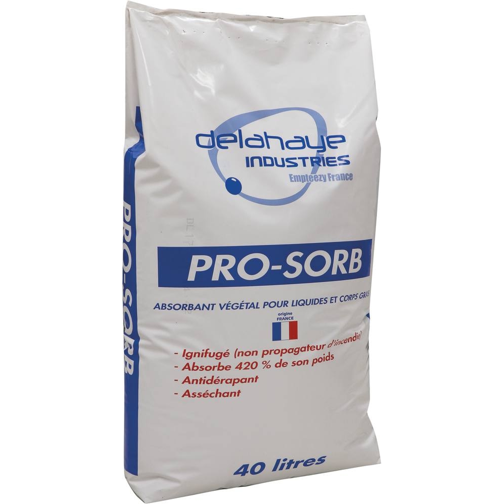 Absorbant végétal granulé ignifugé - sac de 40L 8kg - 18570