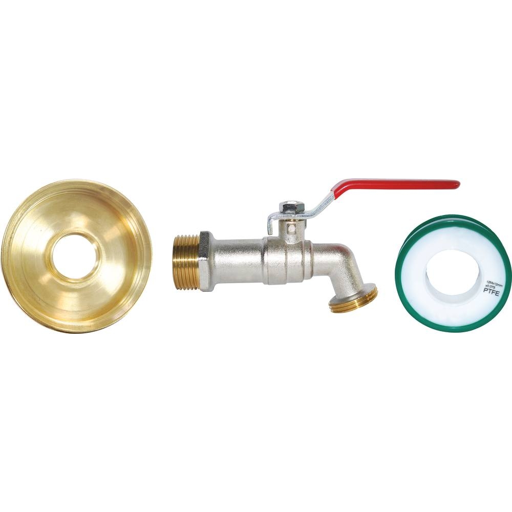 Adaptateur de cuve 1000L diamètre 60mm sortie 20x27 et robinet 1/4 de tour BOUTTE - 18789
