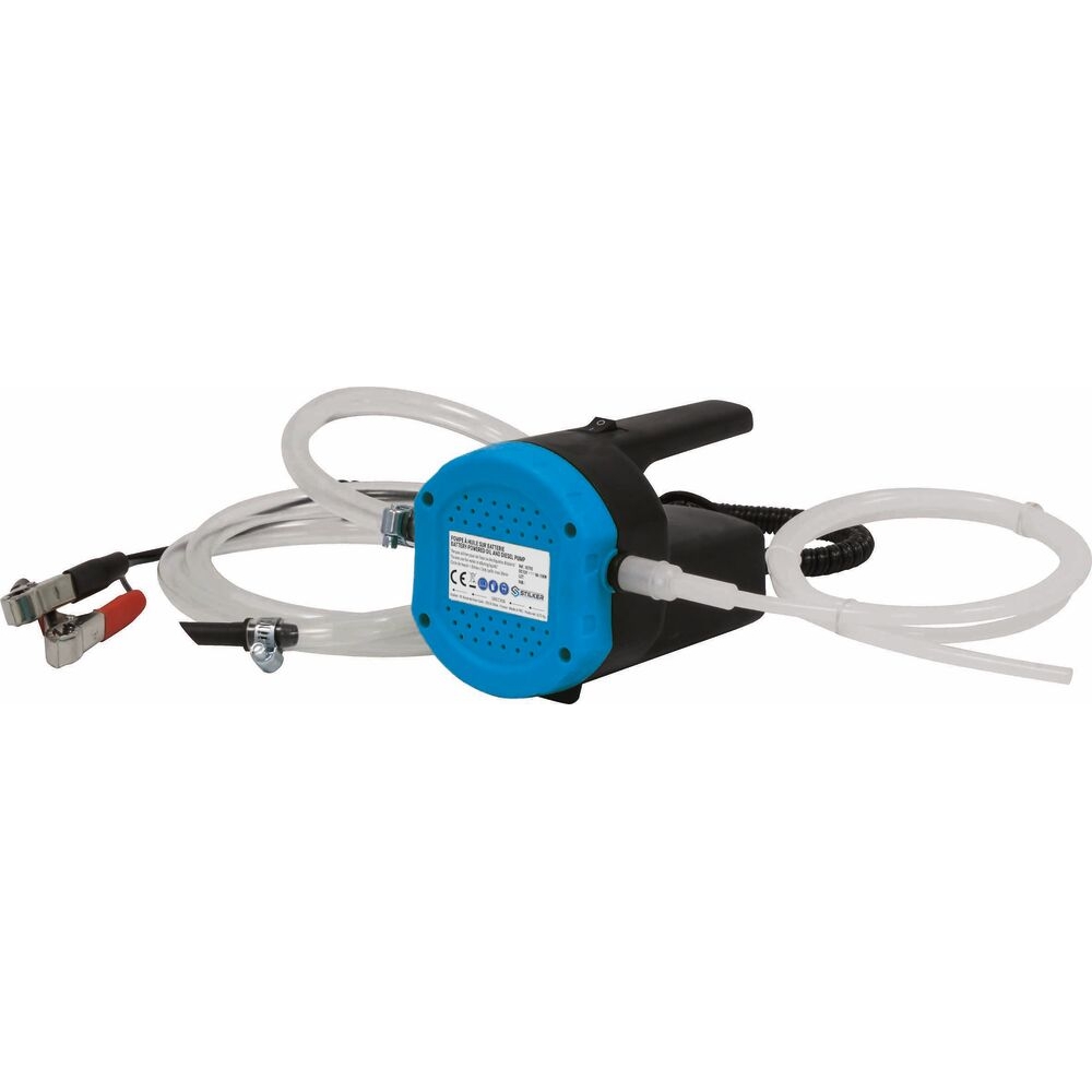 Pompe à huile électrique sur batterie 12V 2,5 l/min - en kit tuyau/pinces STILKER - 18792