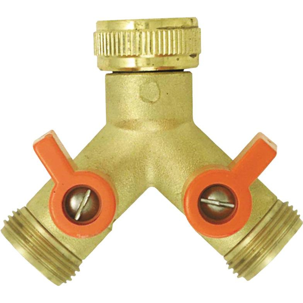 Nez de robinet double laiton en Y 20x27 avec 2 vannes 1/4