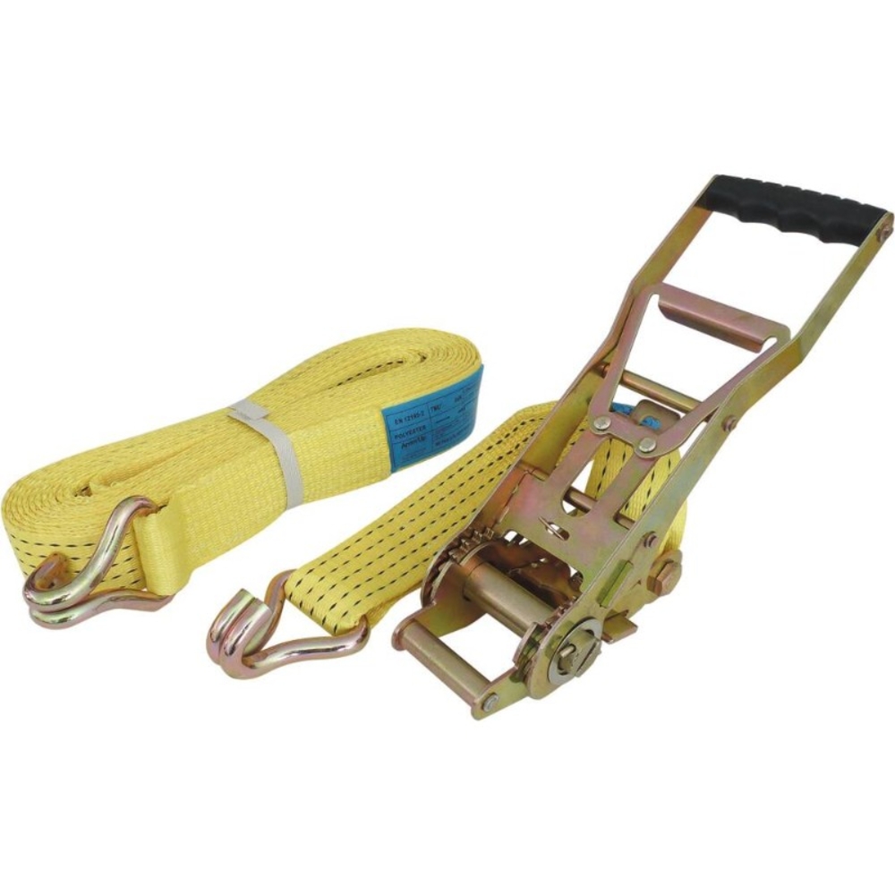 SANGLE D'ARRIMAGE 50MM 5T 12M AVEC CLIQUET INVERSE DOIGTS SOUDES - ARRIMUP - 19473