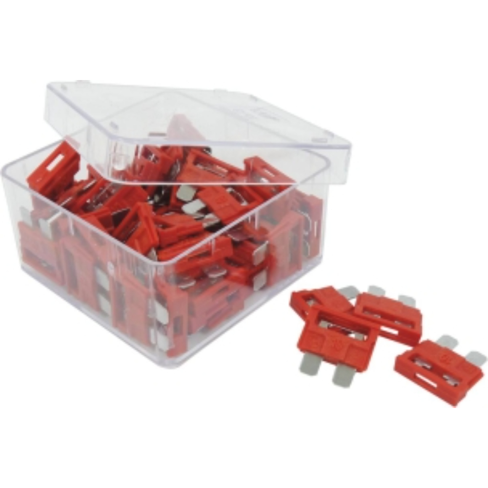 25 FUSIBLE UNIVERSEL ENFICHABLE 10A ROUGE 19*12.2*5 - BOITE - SODELEC - 19586