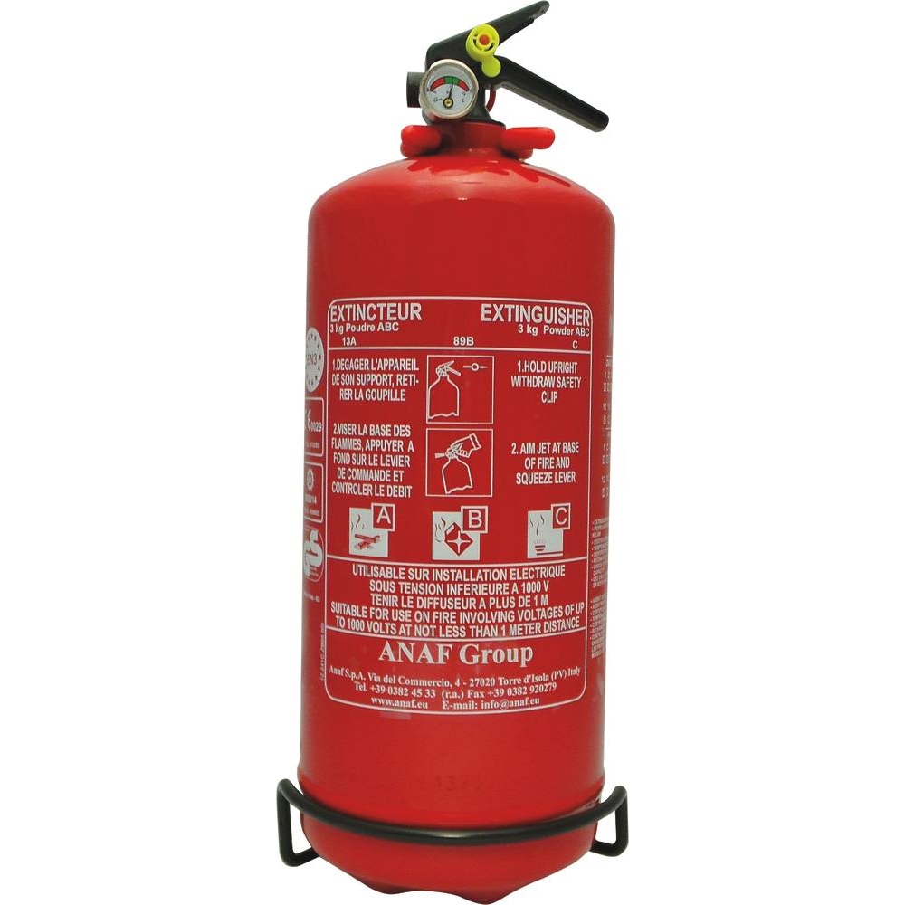 Extincteur à pression permanente à poudre ABC avec manomètre 3kg ANAF - 20204