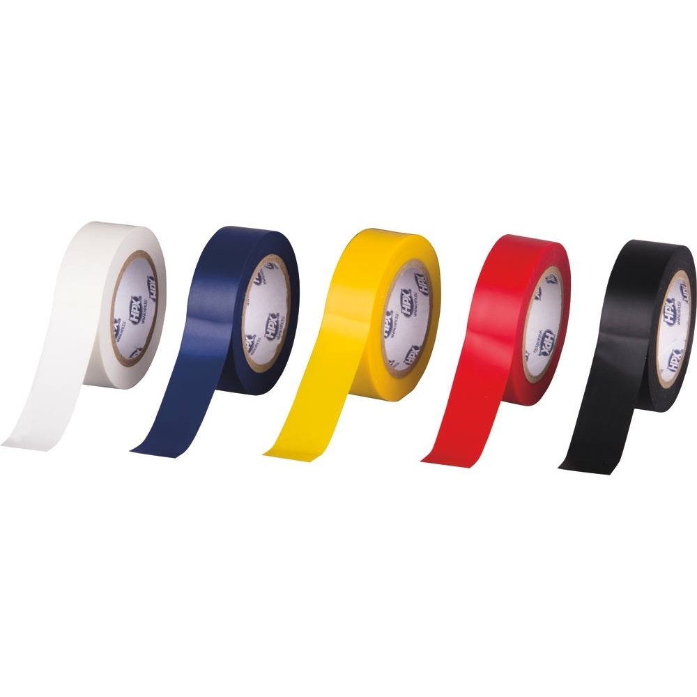 Ruban adhésif isolant PVC couleurs assorties 19mmx10m - Lot de 10 - HPX - 20360.10
