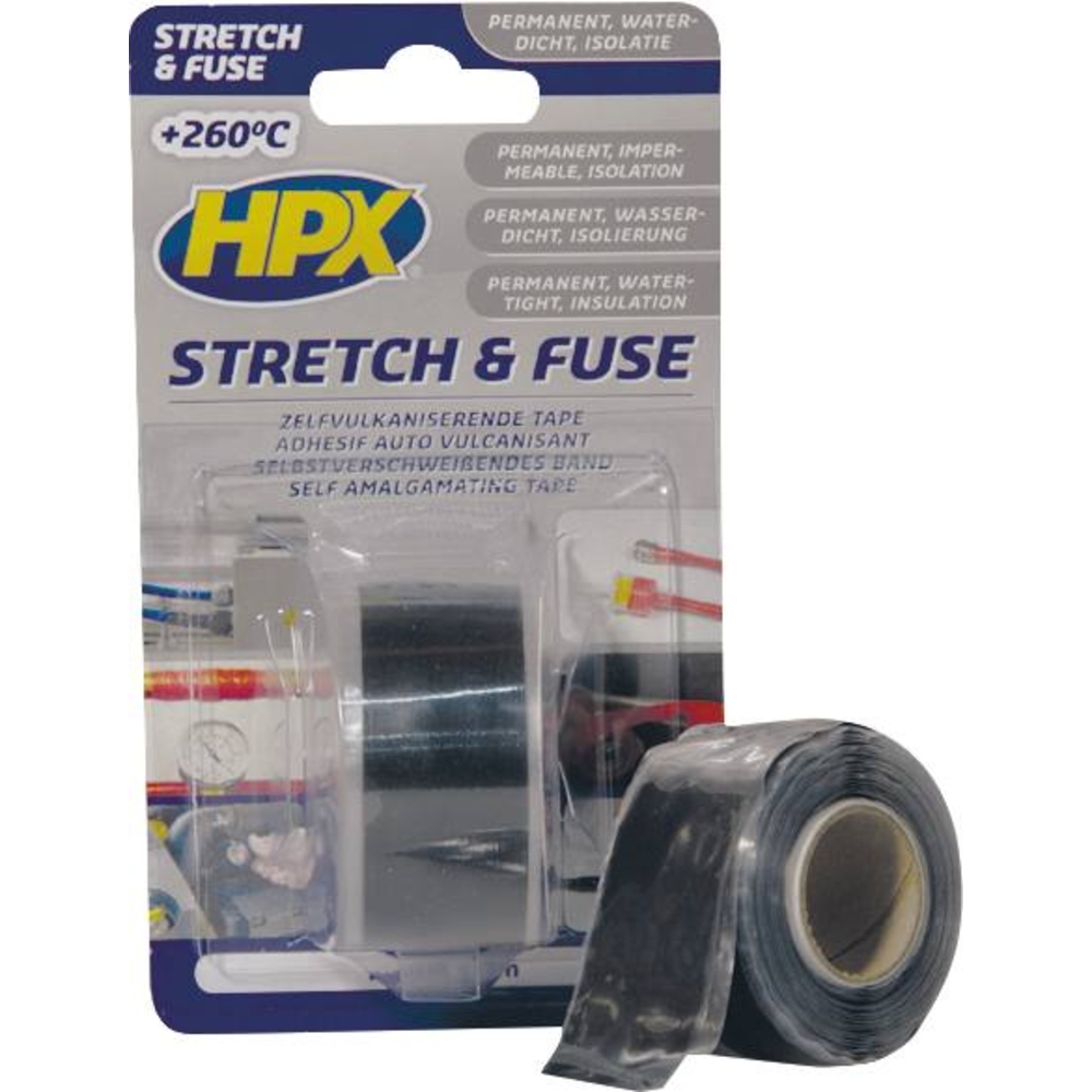 Ruban adhésif auto-amalgamant noir isolant/étanche/haute température 25mmx3m - HPX - 20370