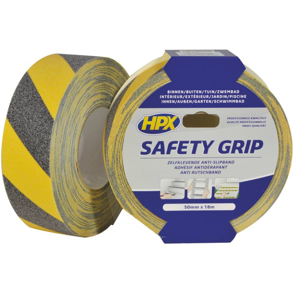 Ruban adhésif de sécurité antidérapant noir et jaune 50mmx18m HPX - 20436