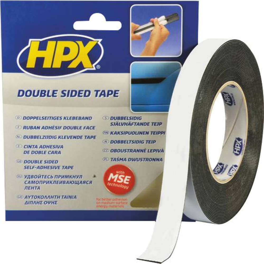 Ruban adhésif double face noir 19mmx10m 25N - HPX - 20446