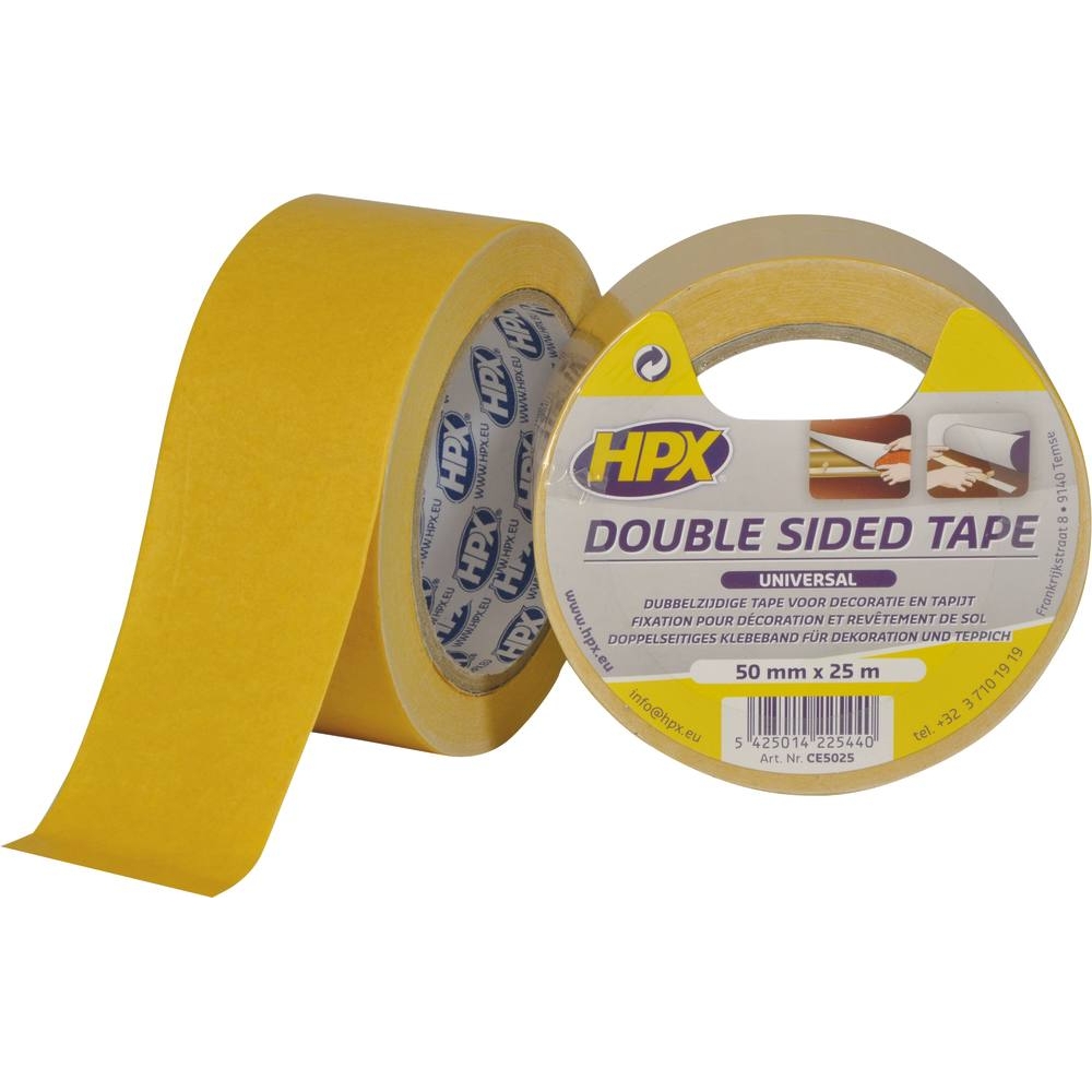 Ruban adhésif double face blanc 50x0,08mm 25m 14N spécial revêtement de sol HPX - 20459
