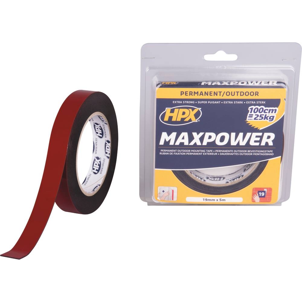 Ruban adhésif double face noir 19mmx5m 47N - HPX - 20503