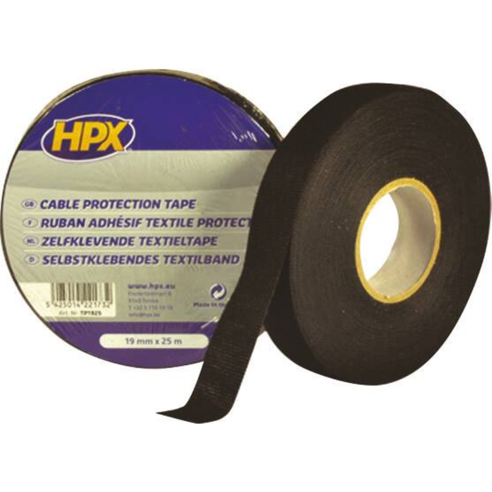 Ruban adhésif textile de protection noir pour câble 19mmx25m HPX - 20530