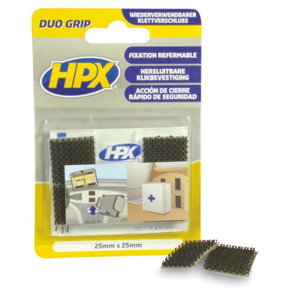 Ruban adhésif à clip réajustable prédécoupé carré 25x25mm - lot de 4 pads HPX - 20538