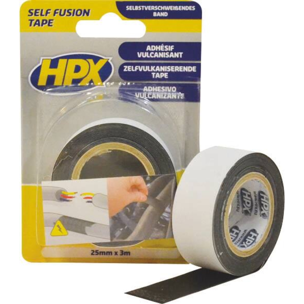 Ruban adhésif auto-amalgamant noir isolant/étanche 25mmx3m - HPX - 20542