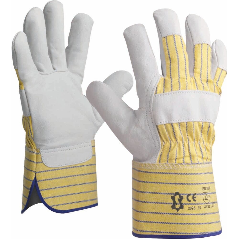 Gant paume cuir pleine fleur jaune - 21008