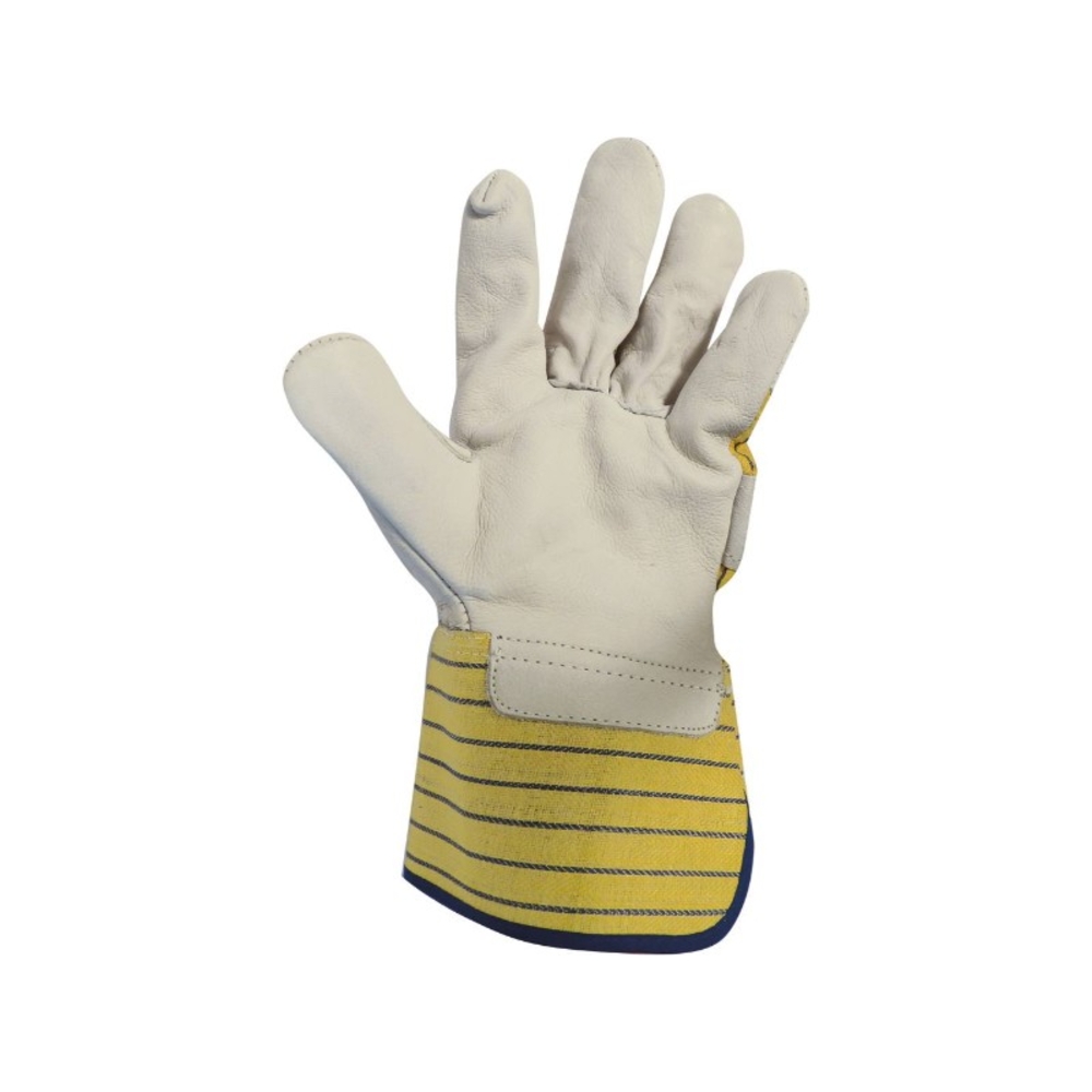 Gant paume cuir pleine fleur jaune/carte - 21009