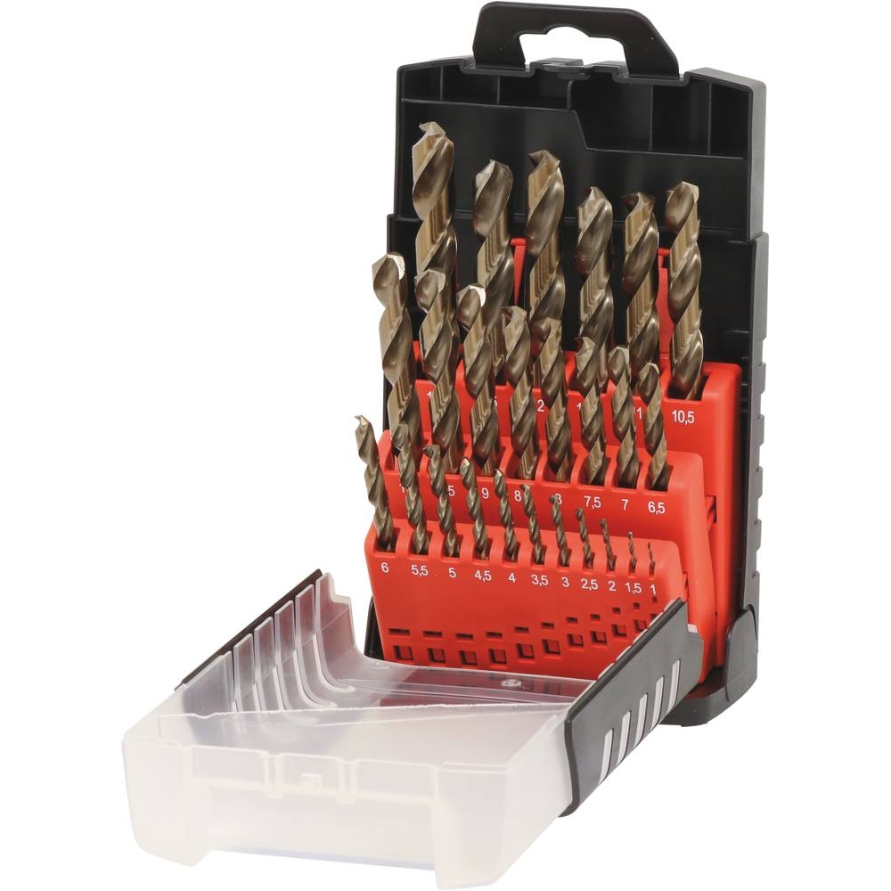 Coffret PVC de 25 forets métaux HSS 5% cobalt taillés meulés de 1 à 13mm DRAKKAR TOOLS - 22225