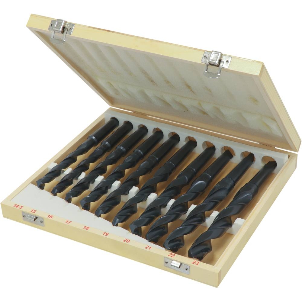 Foret taillé meulé de 14,5 à 23mm cône morse N°2 - coffret bois de 10 pcs DRAKKAR TOOLS - 22290