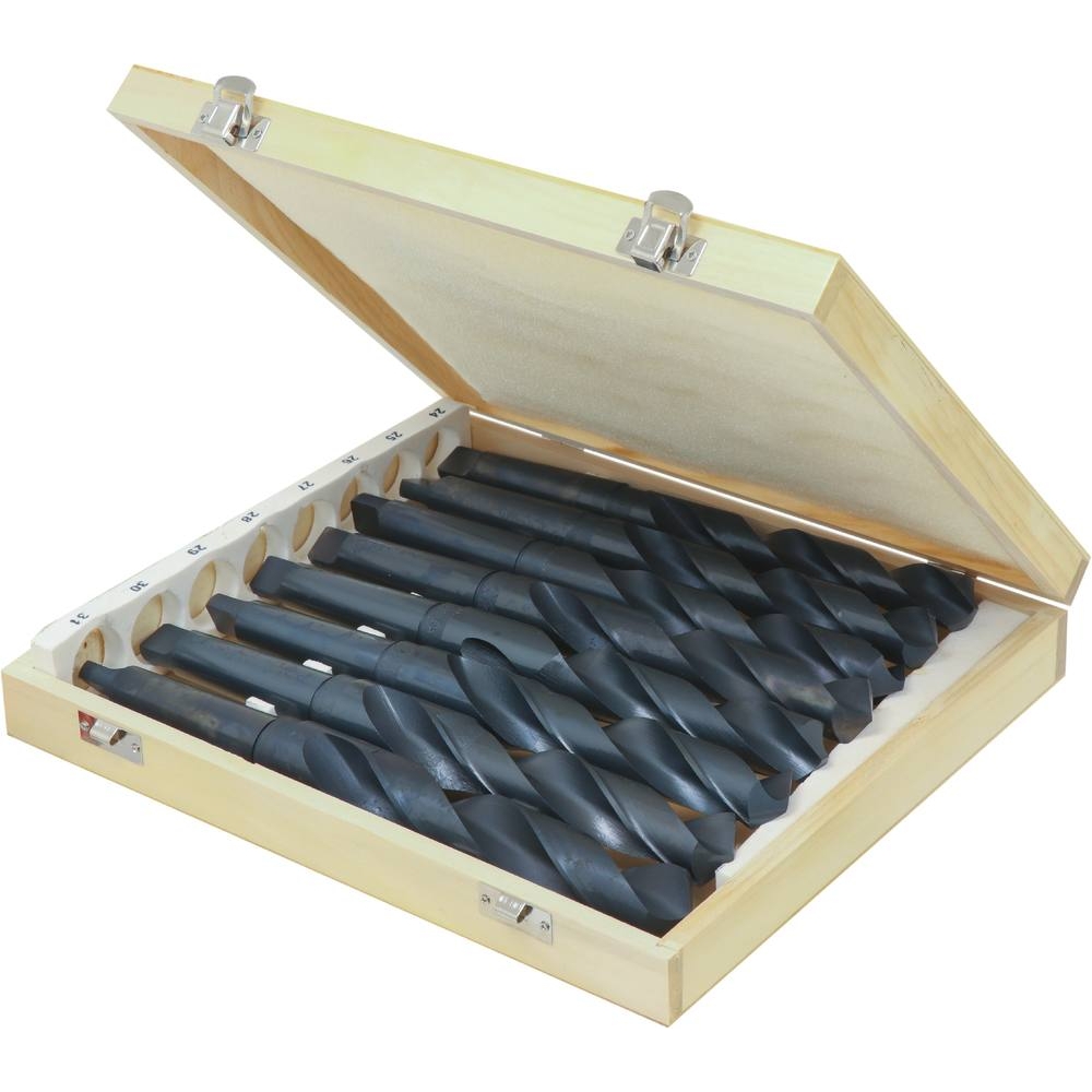 Foret taillé meulé de 24 à 31mm cône morse N°3 - coffret bois de 8 pcs DRAKKAR TOOLS - 22295