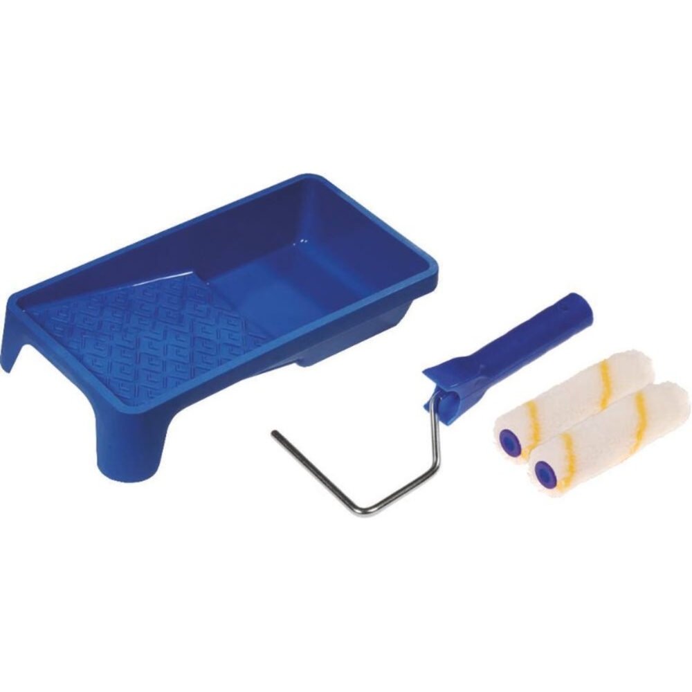 Lot 2 rouleaux mur/plafond 10cm+1 poignee + 1bac support DRAKKAR TOOLS - 22610