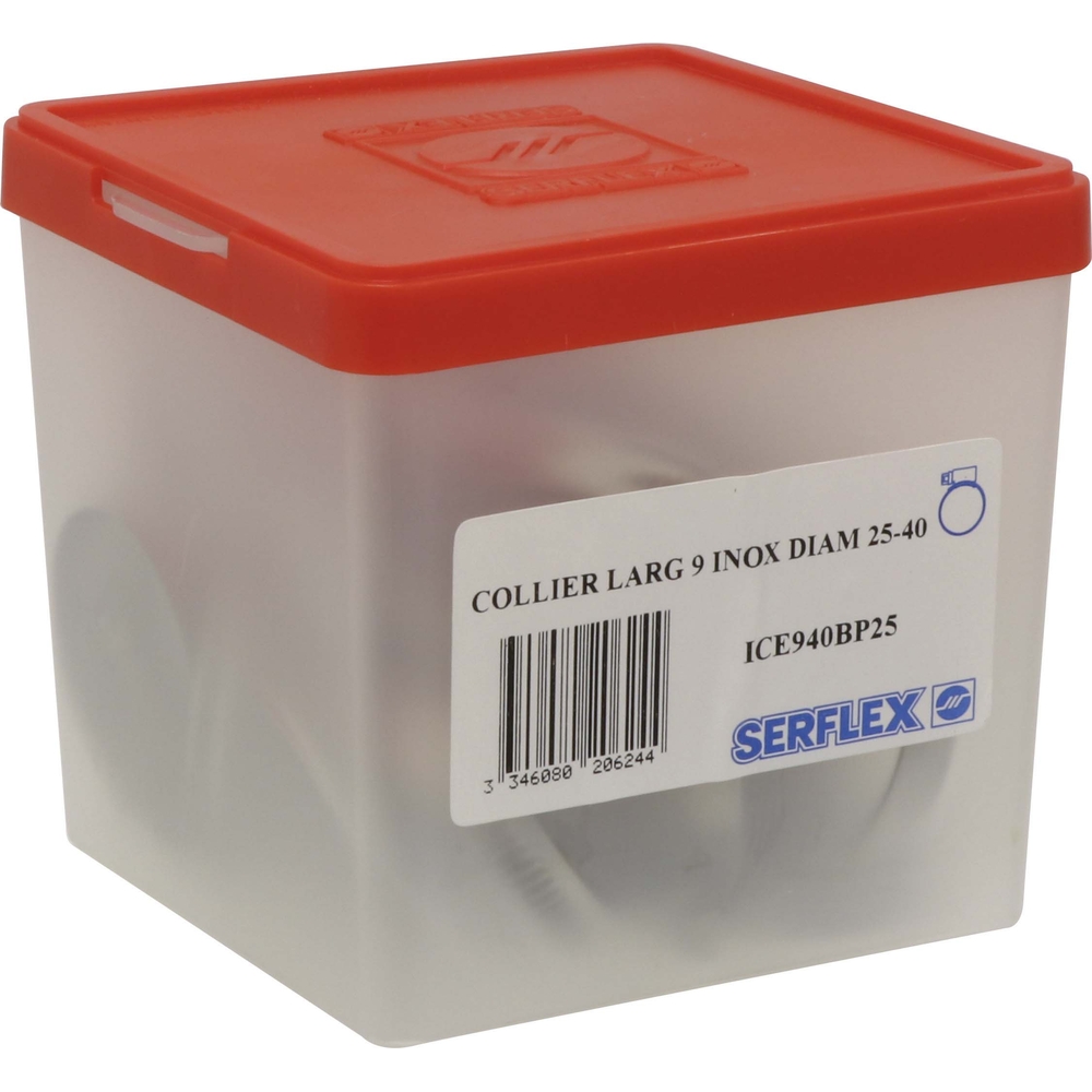 COLLIERS A CREMAILLERE BANDE PLEINE 9MM W4 25-40MM SERFLEX - BOITE DE 25 -2362525