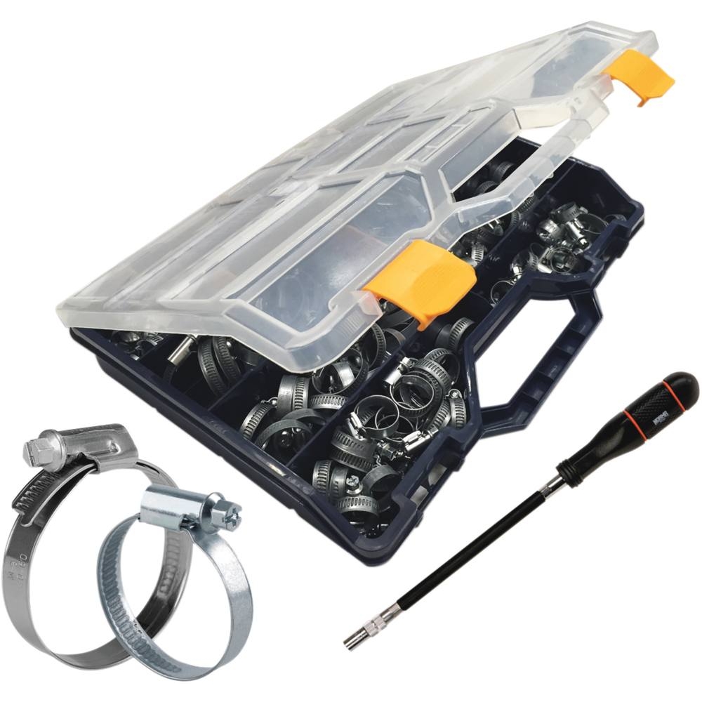 Collier à crémaillère acier zingué 12mm de 16 à 50mm - coffret de 100 pcs avec tournevis SERFLEX - 23725