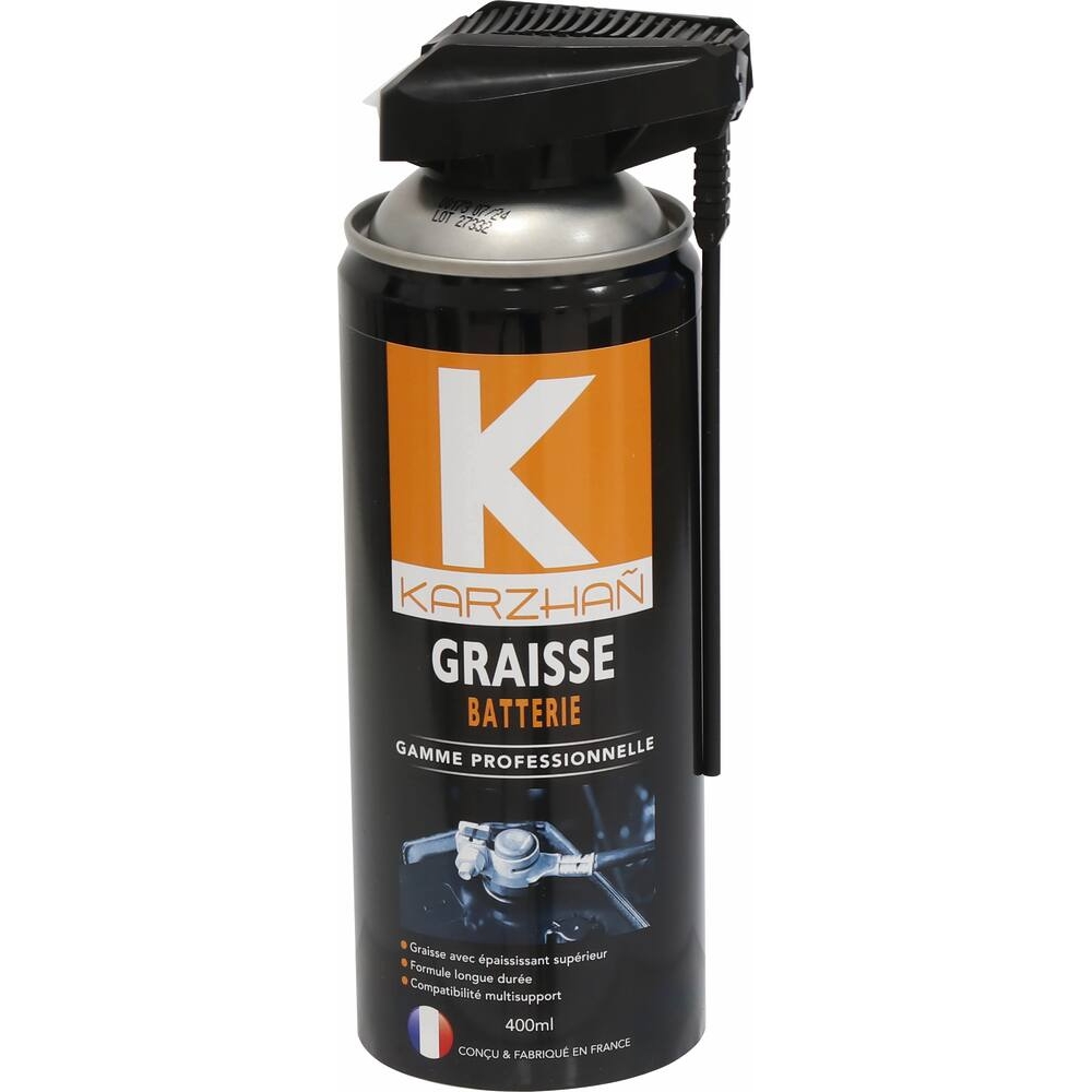 Graisse pour batterie avec tête 2 jets - aérosol de 400ml KARZHAN - 24562