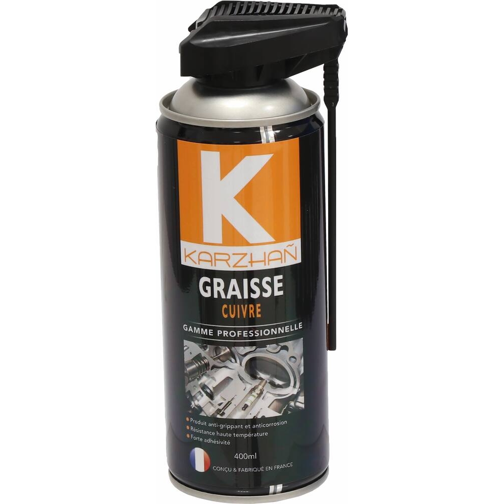Graisse au cuivre avec tête 2 jets - aérosol 400ml KARZHAN - 24564