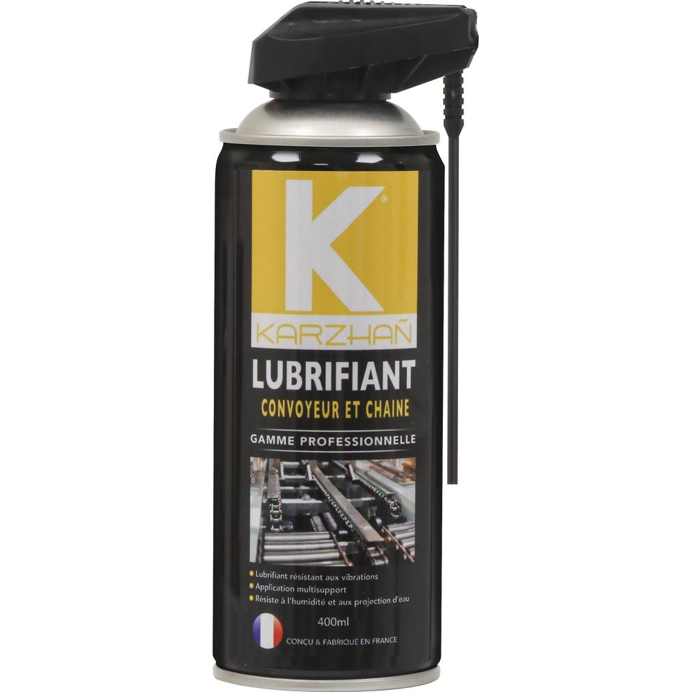 Lubrifiant chaîne et convoyeur avec tête 2 jets - aérosol 400ml KARZHAN - 24566