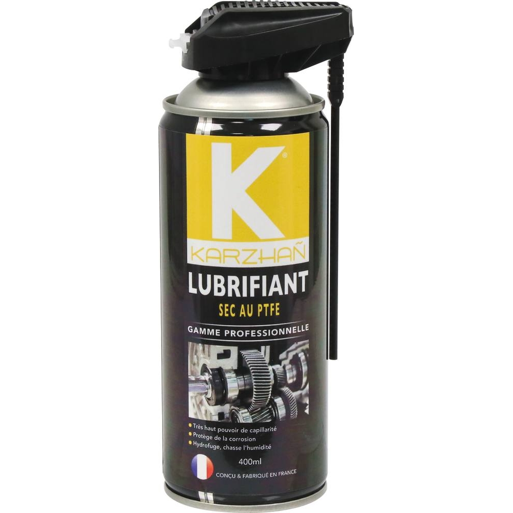Lubrifiant à sec au PTFE avec tête 2 jets - aérosol 400ml KARZHAN - 24568