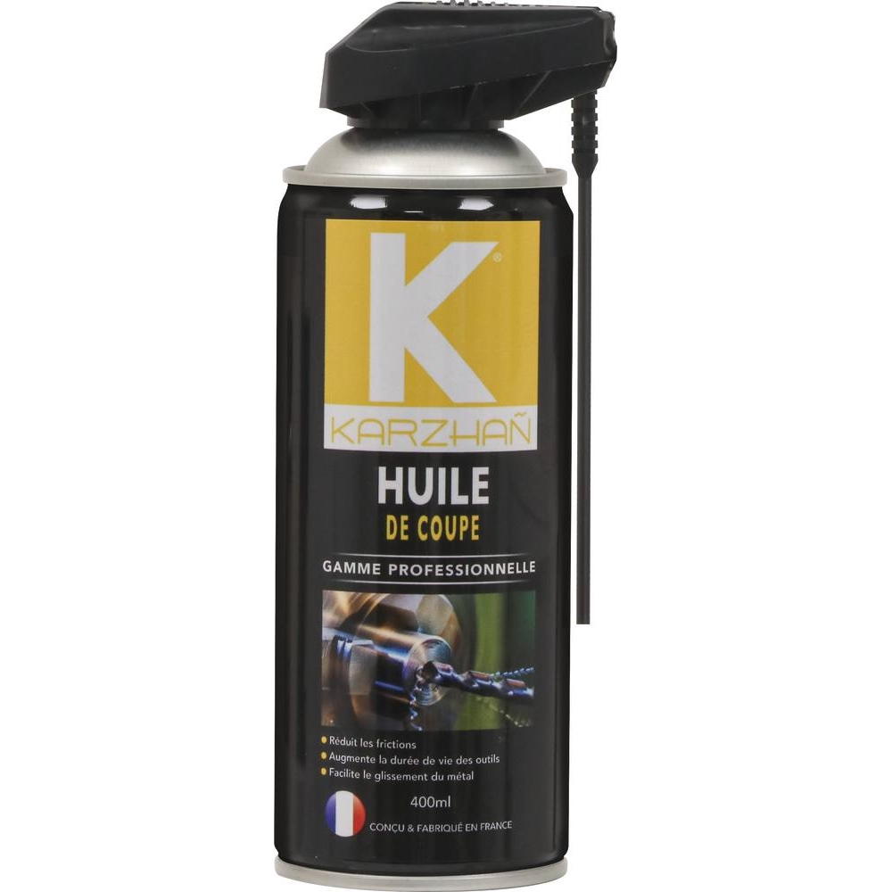 Huile de coupe pour usinage avec tête 2 jets - aérosol 400ml KARZHAN - 24570
