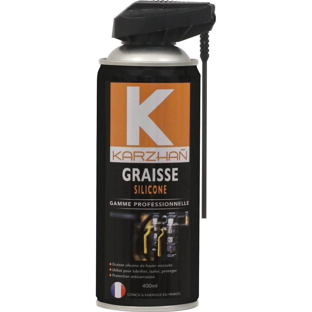 Graisse au silicone avec tête 2 jets - aérosol 400ml KARZHAN - 24578