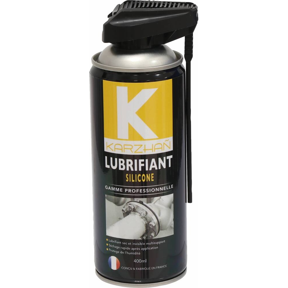 Lubrifiant au silicone avec tête 2 jets - aérosol 400ml KARZHAN - 24580