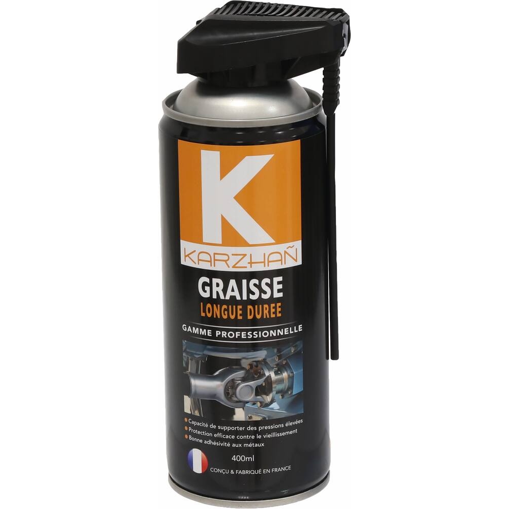 Graisse verte au lithium longue durée avec tête 2 jets - aérosol 400ml KARZHAN - 24584