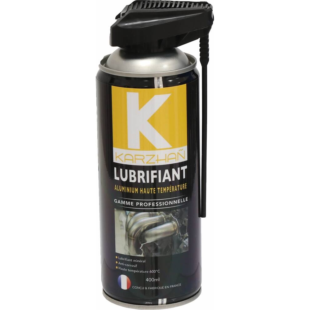 Lubrifiant aluminium haute température 600°C avec tête 2 jets - aérosol 400ml KARZHAN - 24590
