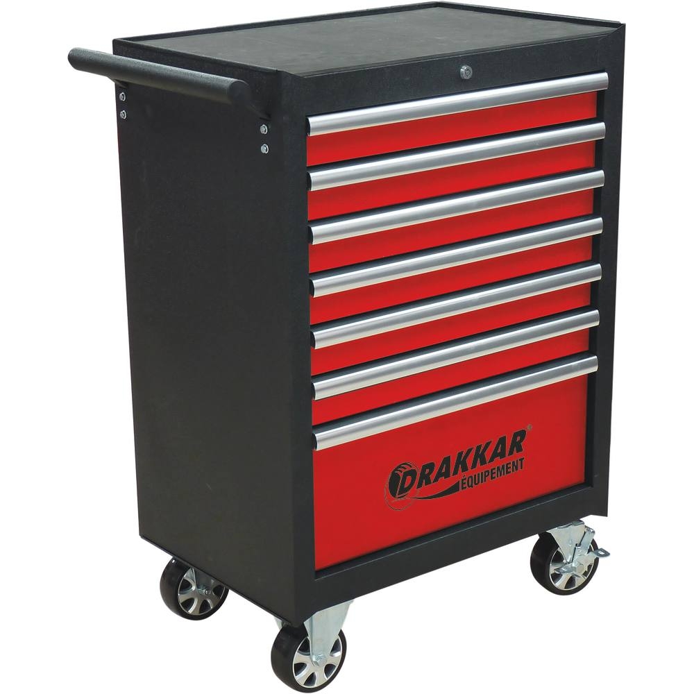 Servante d'atelier 7 tiroirs composée de 170 outils - modules finition carbone DRAKKAR TOOLS - 25109