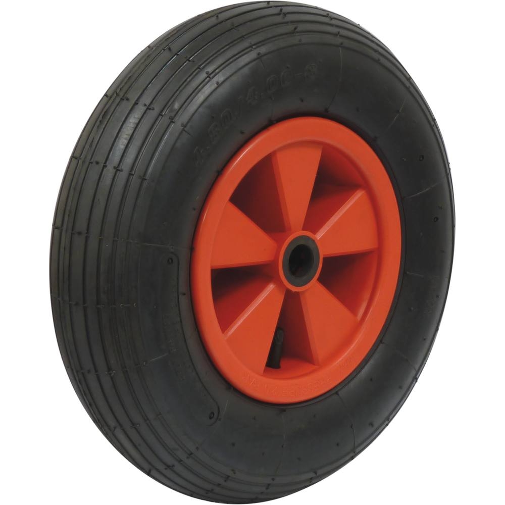 Roue de brouette gonflable jante PVC 400x100mm alésage 20mm moyeu 75mm 150kg - 26302