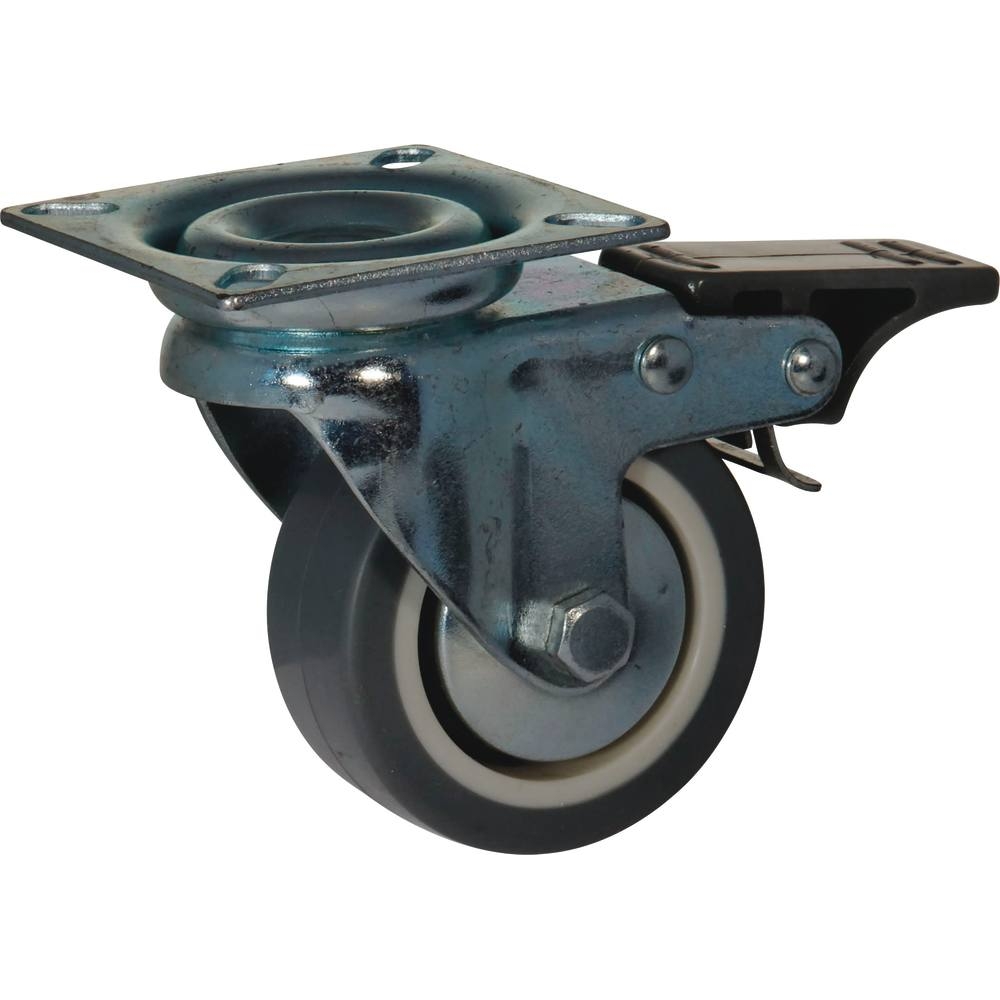 Roulette zinguée pivotante avec frein 60mm entraxe 38x38mm 50kg - 26382