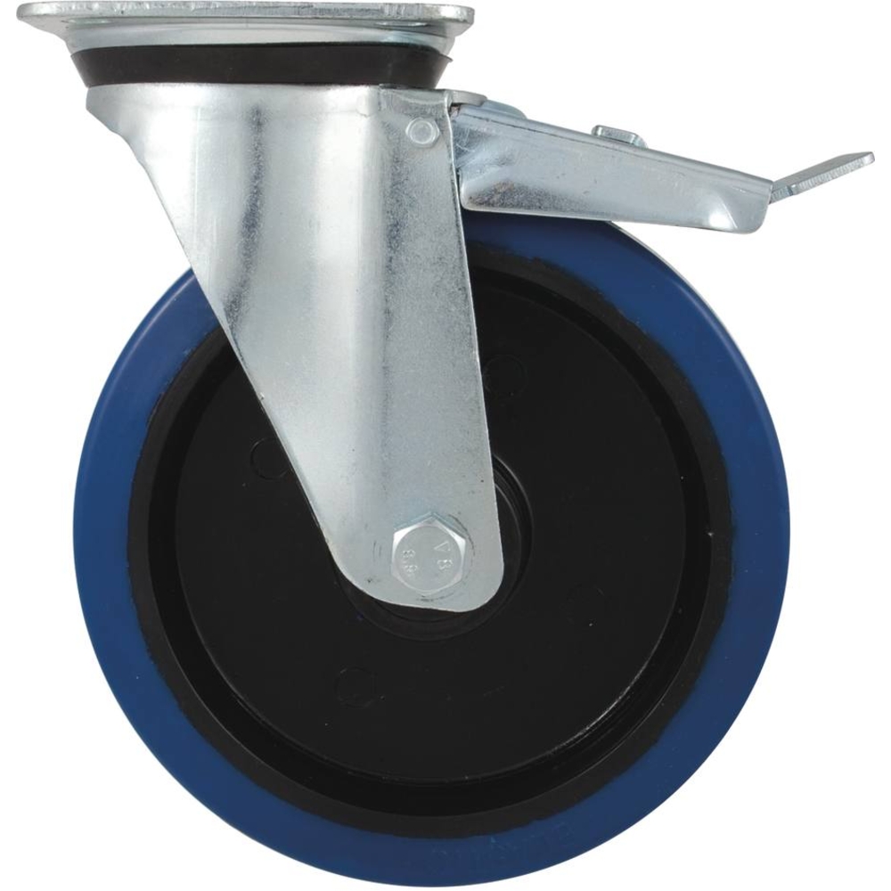 Roulette zinguée jante nylon pivotante avec frein 125mm 150kg - 26452