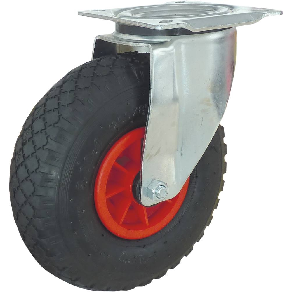 Roulette zinguée pivotante roue gonflable 260mm 150kg - 26461
