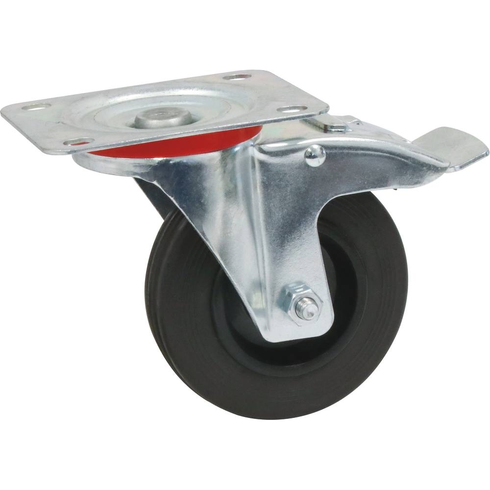 Roulette zinguée jante nylon pivotante avec frein 100mm 75kg - 26478